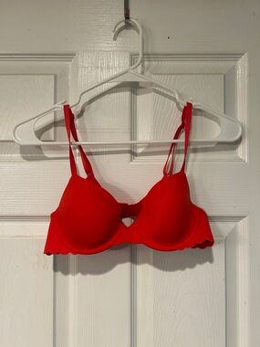 aerie Red Scalloped Edge T-Shirt Bra